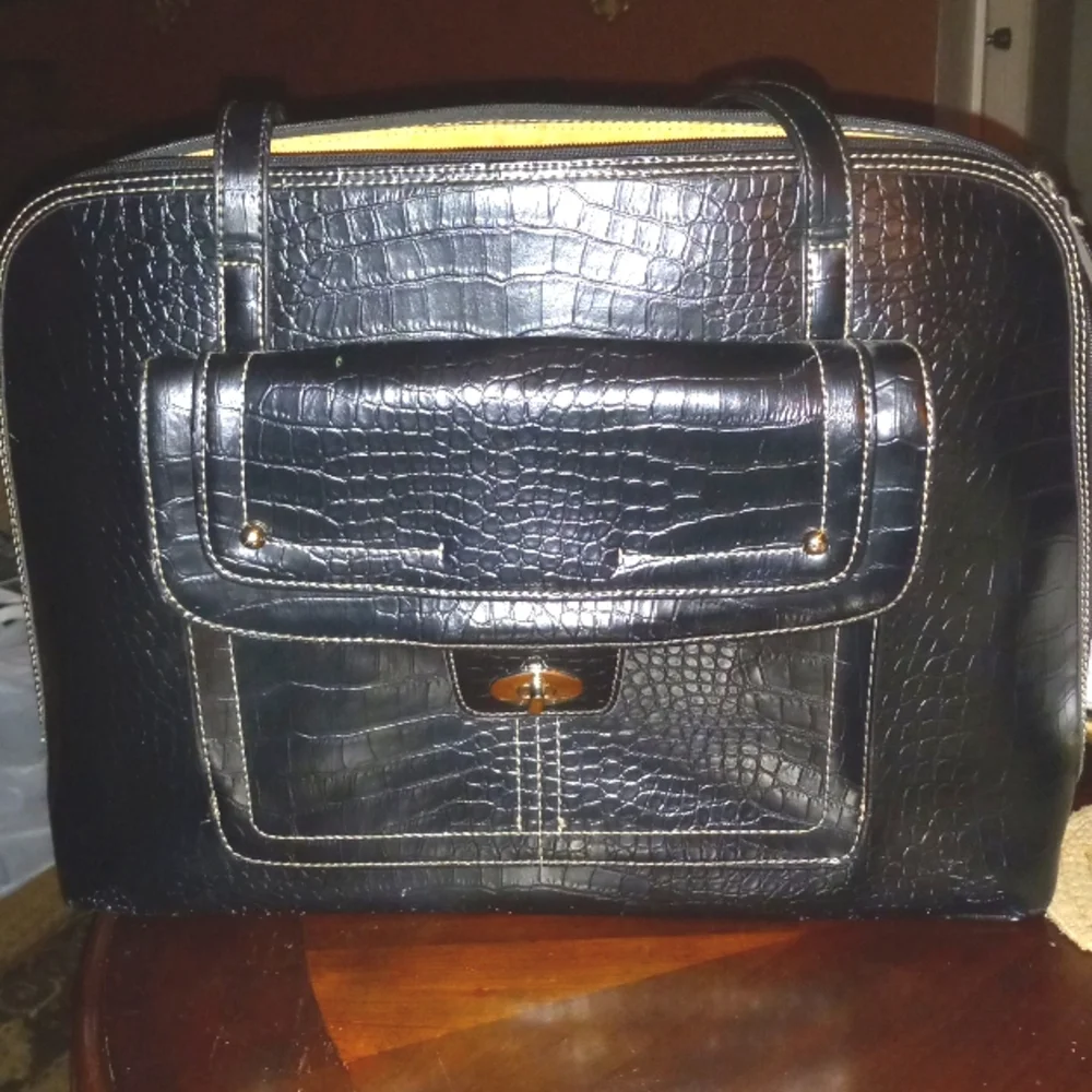 Black Croc Laptop Bag